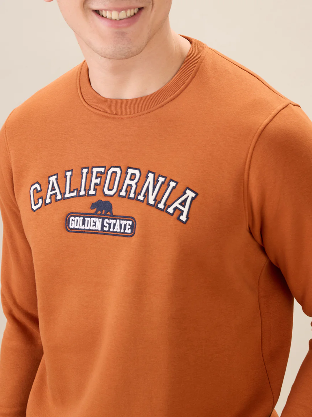 Parx Men Orange Graphic Regular Fit Cotton Blend Sweatshirt - Image 6