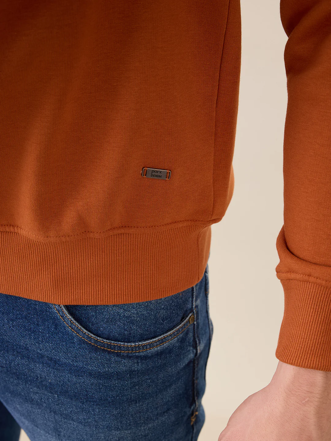 Parx Men Orange Graphic Regular Fit Cotton Blend Sweatshirt - Image 7