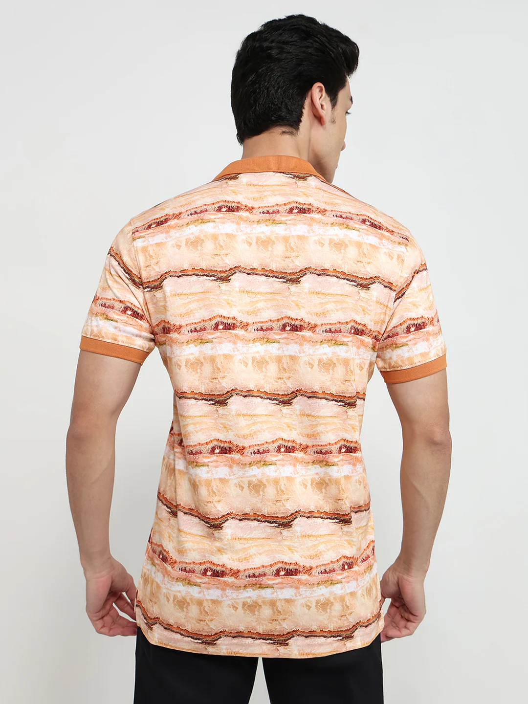 Parx Men Orange Print Regular Fit Cotton T-shirt - Image 4