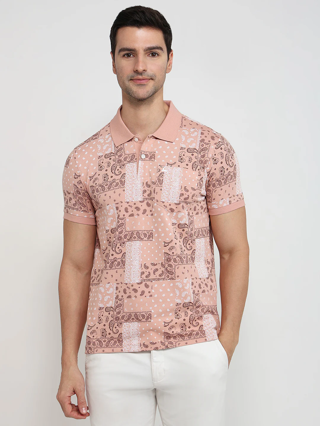Parx Men Orange Printed Regular Fit Cotton Blend T-Shirt