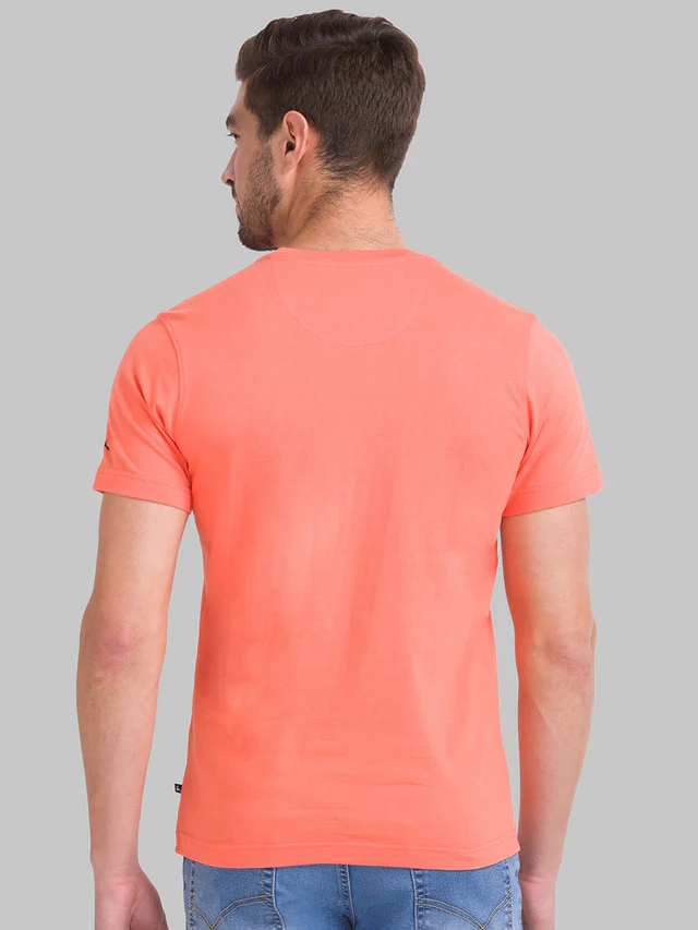 Parx Men Orange Printed Regular Fit Half Sleeve Round Neck T-Shirt - Image 4