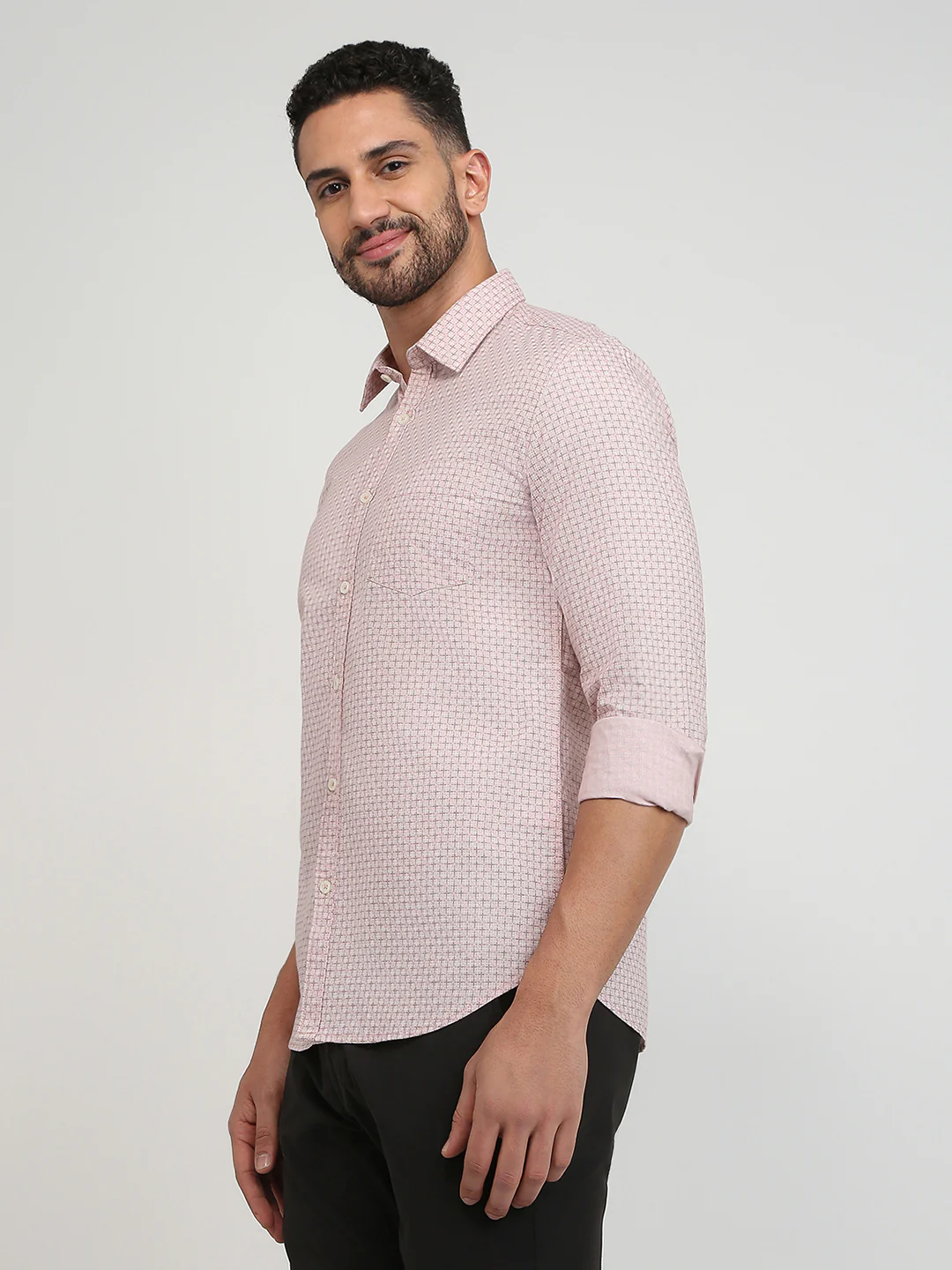 Parx Men Orange Printed Slim Fit Cotton Casual Shirt - Image 2