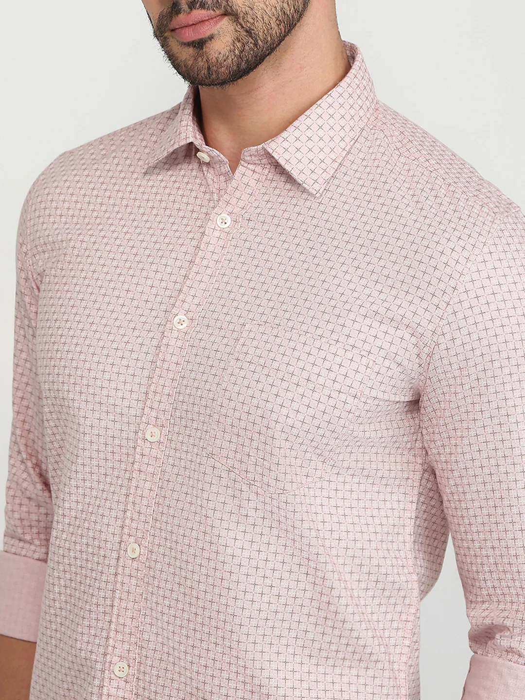 Parx Men Orange Printed Slim Fit Cotton Casual Shirt - Image 6