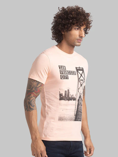 Parx Men Orange Regular Fit Graphic Round Neck T-Shirt - Image 2