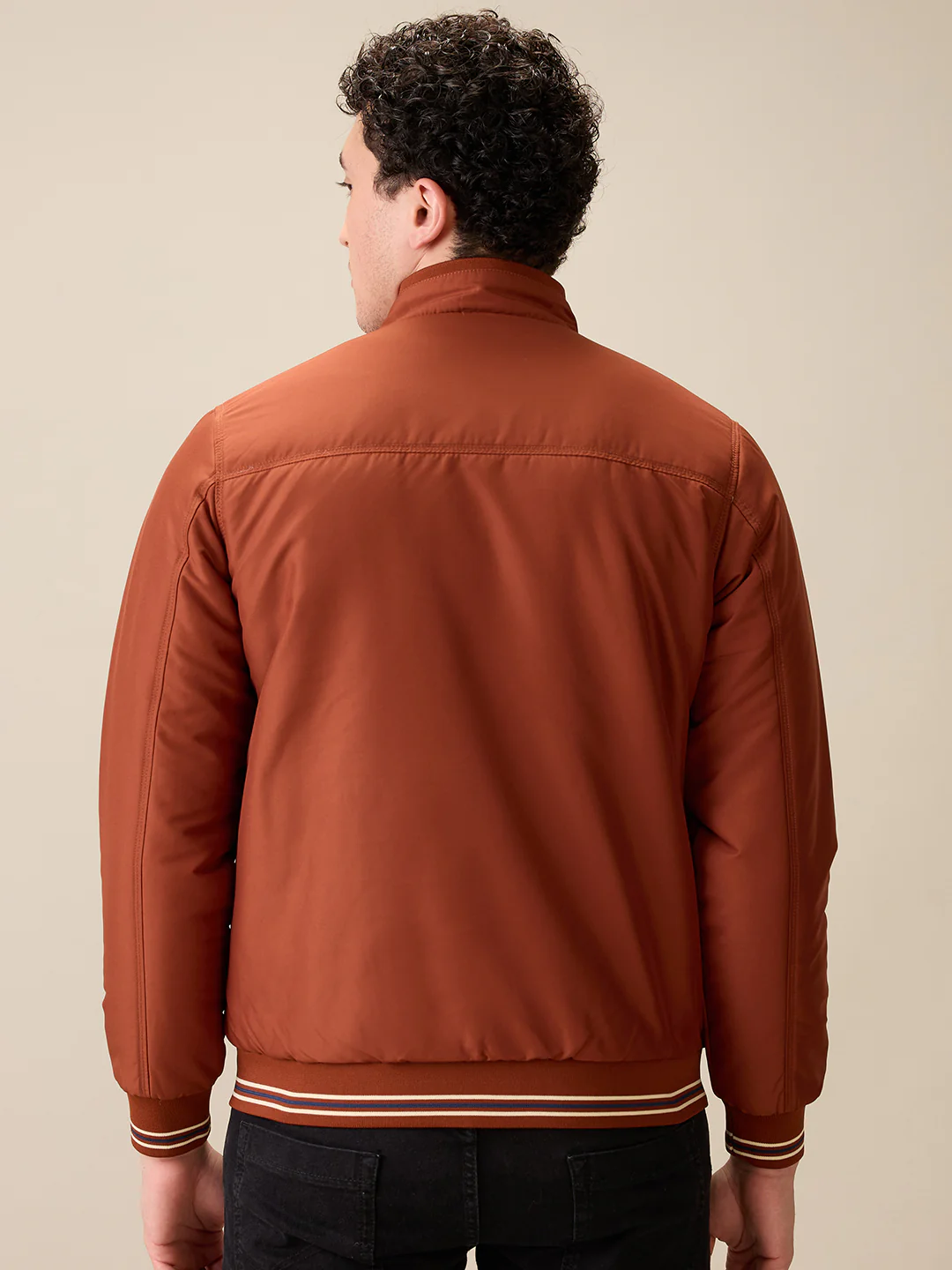 Parx Men Orange Solid Polyester Full Sleeve Jacket - Image 4