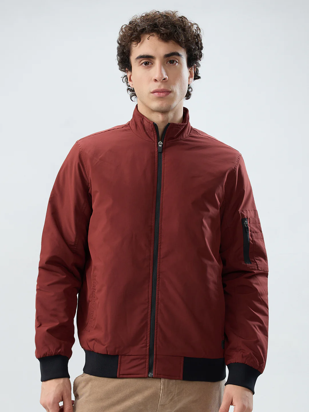 Parx Men Orange Solid Polyester Jacket/Winterwear
