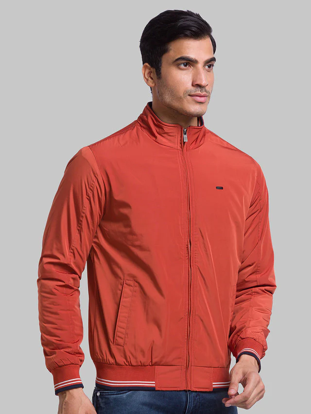 Parx Men Orange Solid Polyester Jacket - Image 2