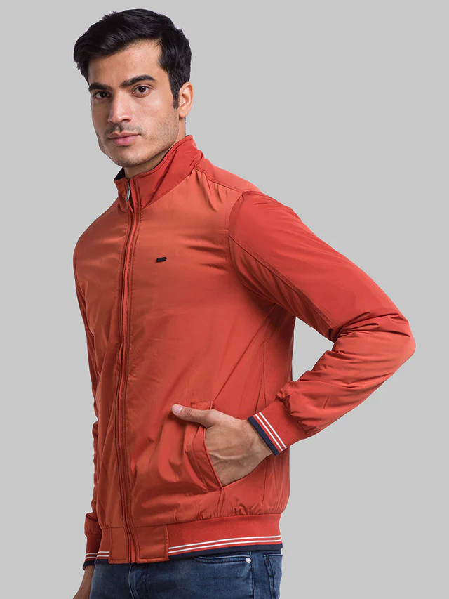 Parx Men Orange Solid Polyester Jacket - Image 3