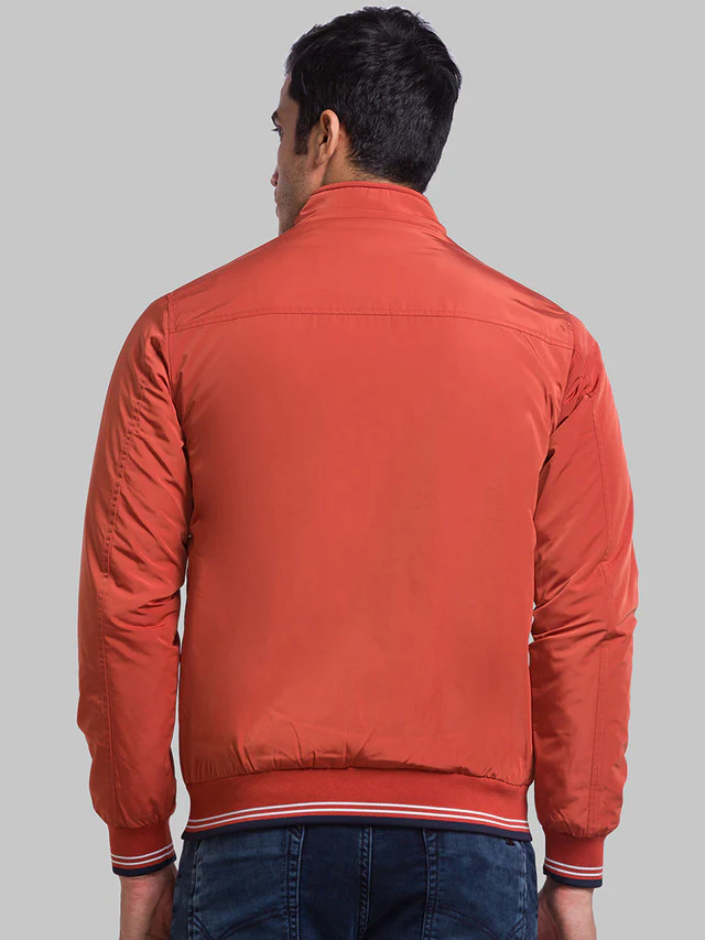 Parx Men Orange Solid Polyester Jacket - Image 4