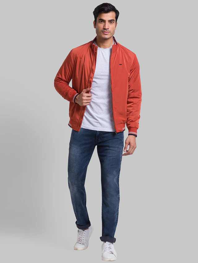 Parx Men Orange Solid Polyester Jacket - Image 5