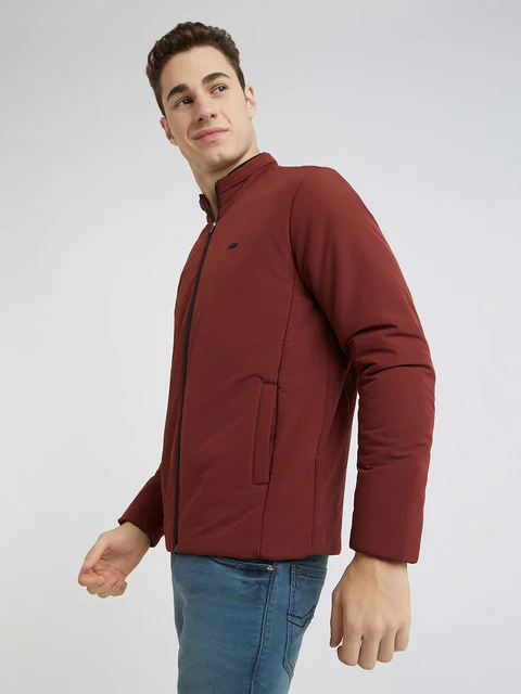 Parx Men Orange Solid Polyester Jacket - Image 3