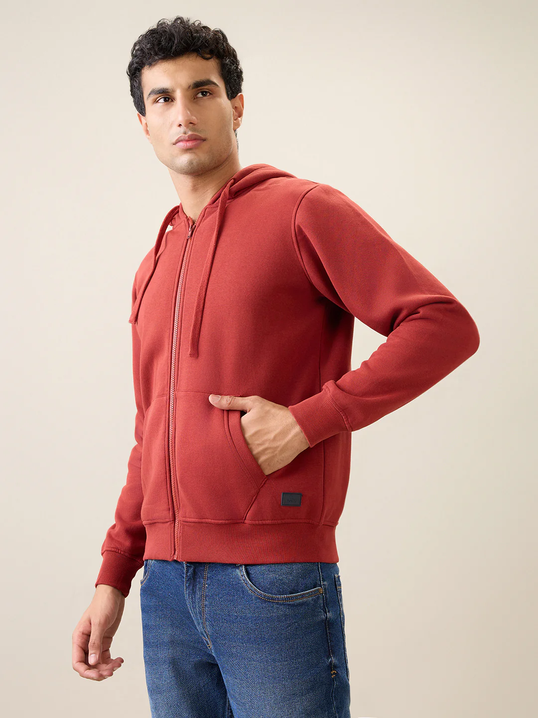 Parx Men Orange Solid Regular Fit Cotton Blend Full Sleeve Sweatshirt - Image 2