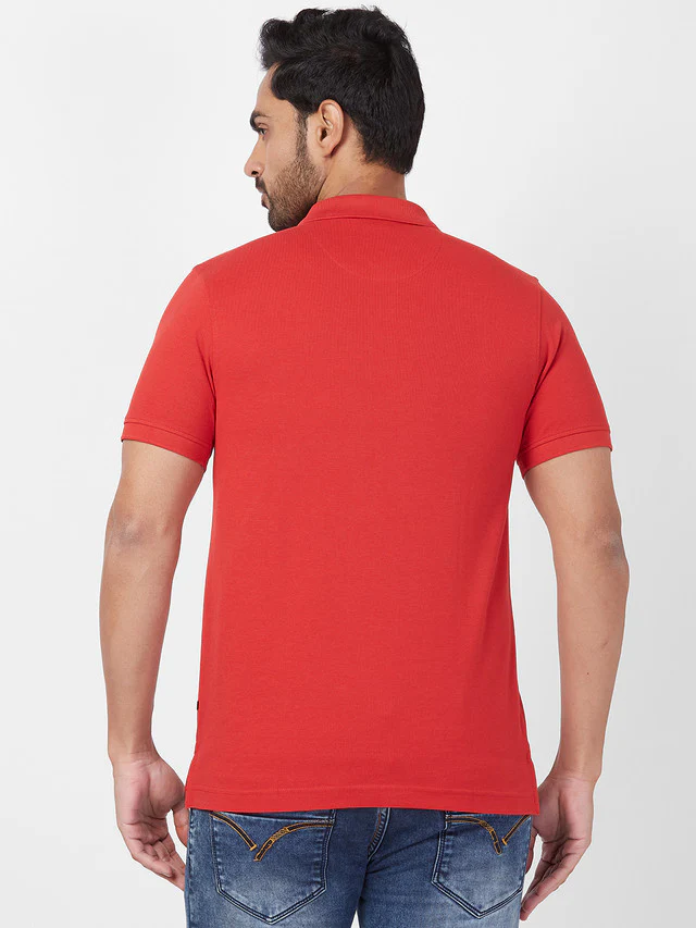 Parx Men Orange Solid Regular Fit Half Sleeve Polo Neck T-Shirt - Image 4