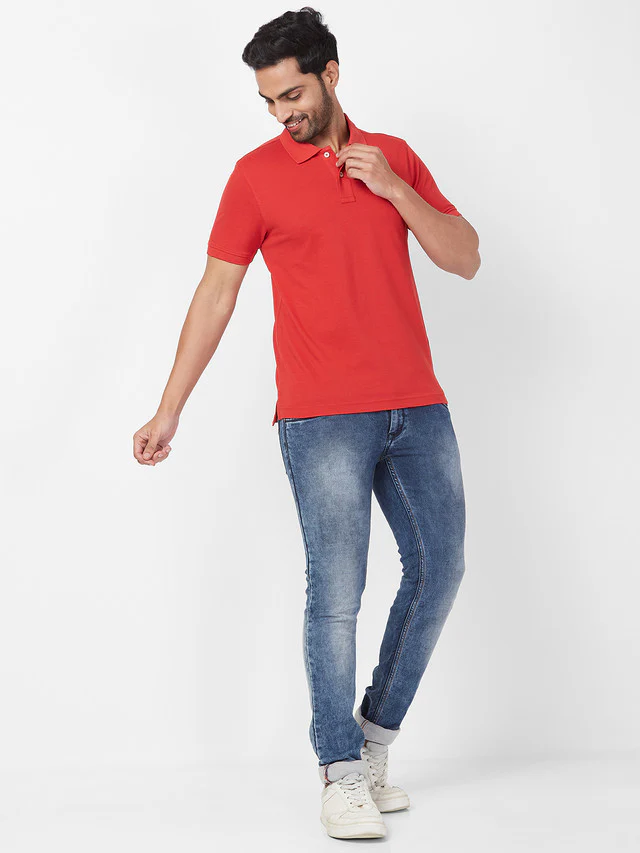 Parx Men Orange Solid Regular Fit Half Sleeve Polo Neck T-Shirt - Image 5
