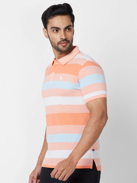Parx Men Orange Yarn Dyed Regular Fit Cotton T-Shirt - Image 3