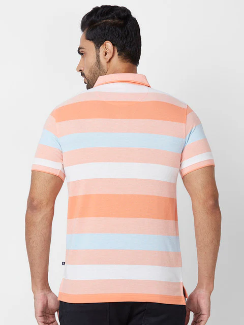 Parx Men Orange Yarn Dyed Regular Fit Cotton T-Shirt - Image 4