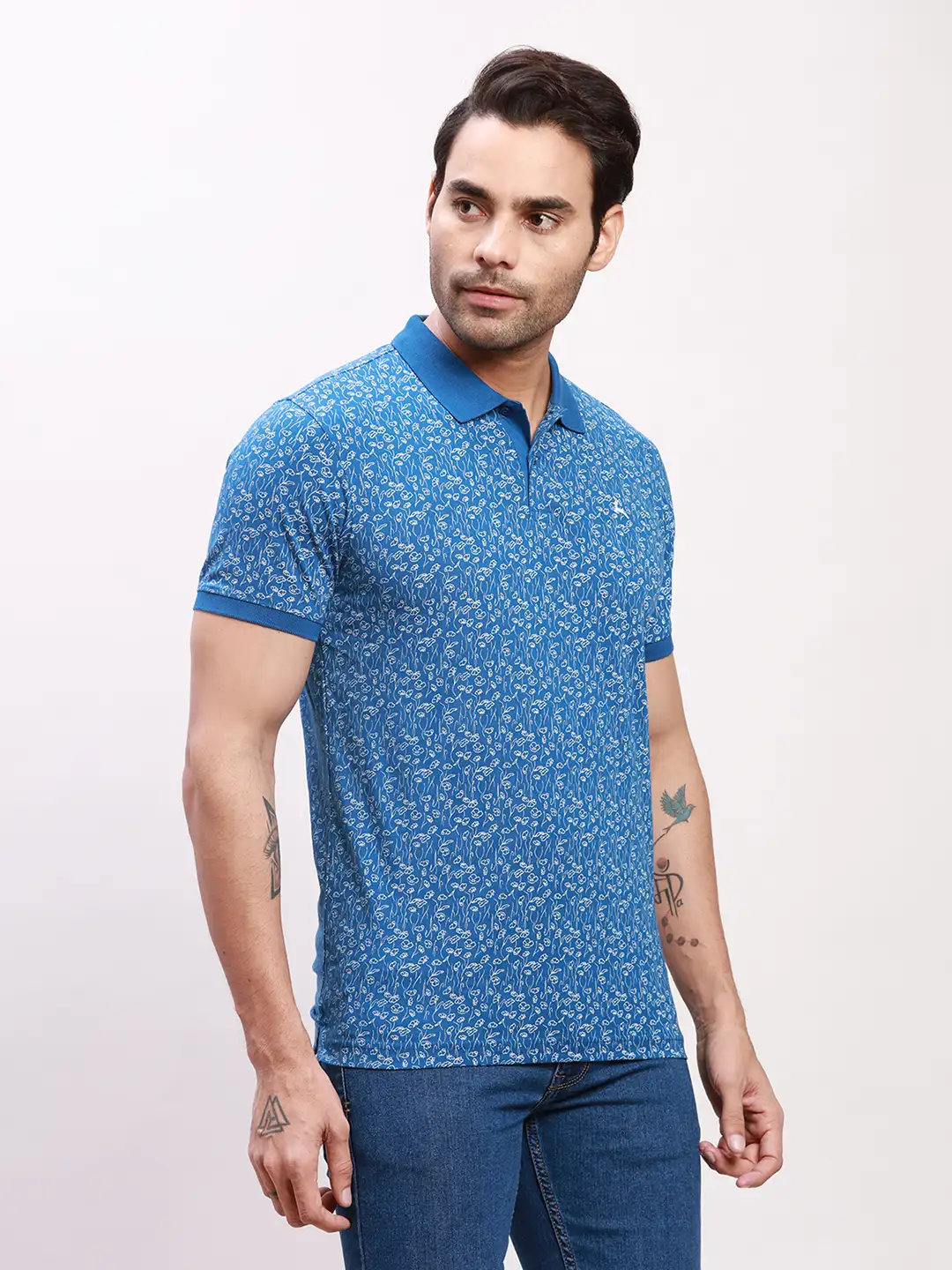 Parx Men Petrol Print Regular Fit Cotton T-Shirt - Image 2