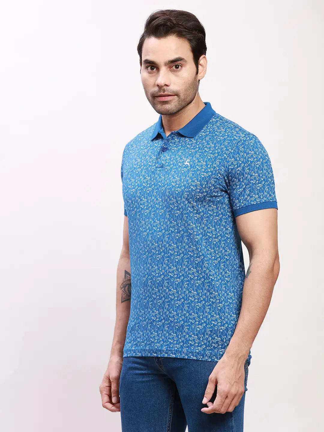 Parx Men Petrol Print Regular Fit Cotton T-Shirt - Image 3