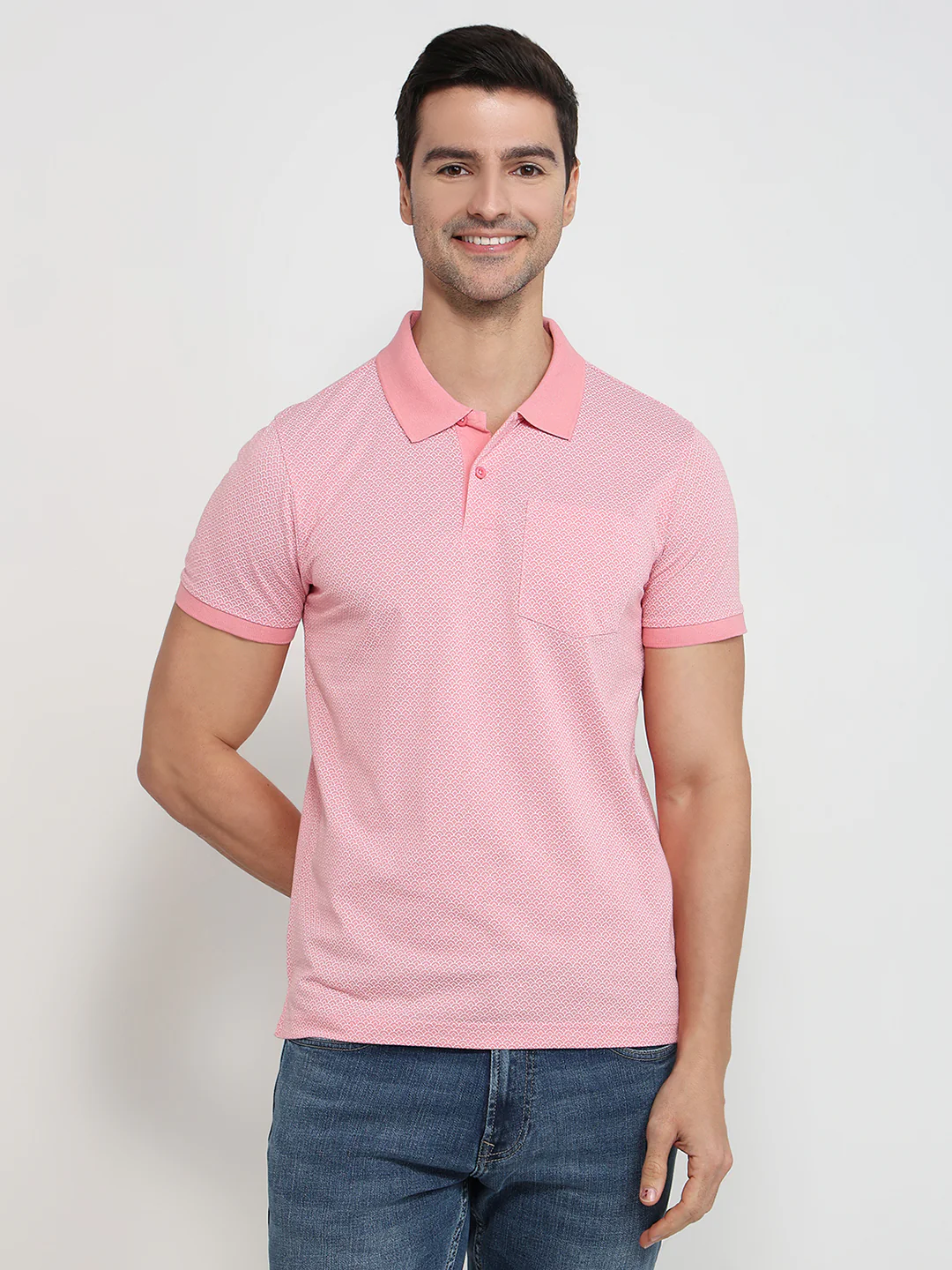 Parx Men Pink Printed Regular Fit Cotton Blend T-Shirt