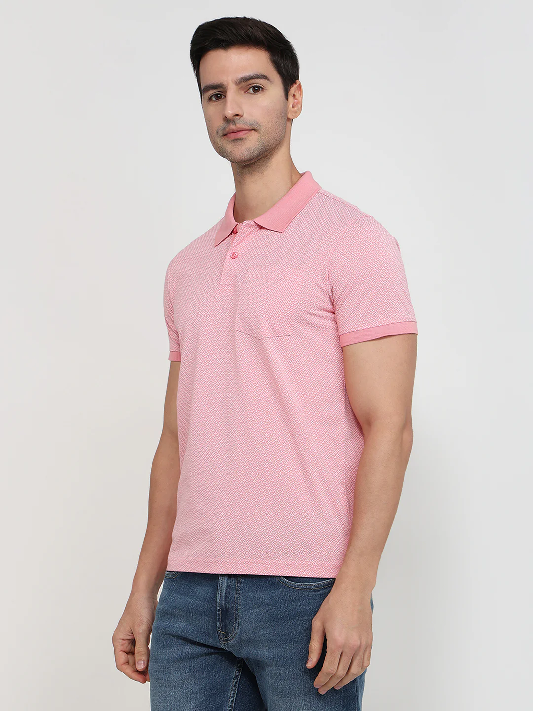 Parx Men Pink Printed Regular Fit Cotton Blend T-Shirt - Image 2