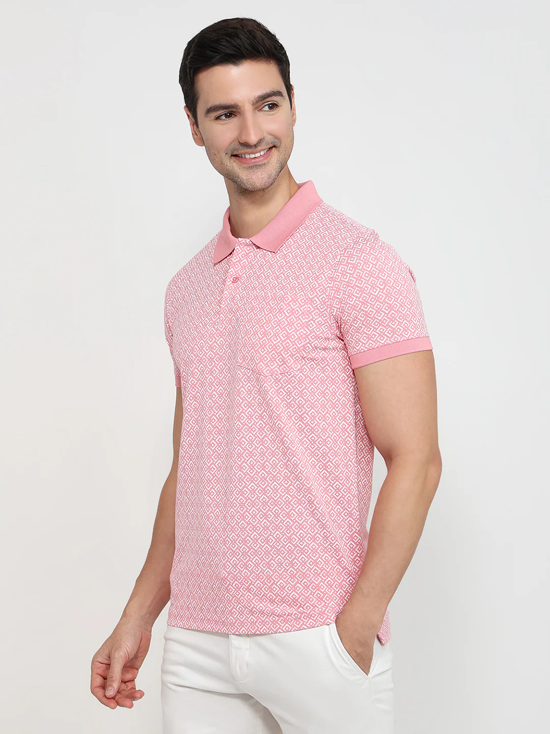 Parx Men Pink Printed Regular Fit Cotton Blend T-Shirt - Image 2