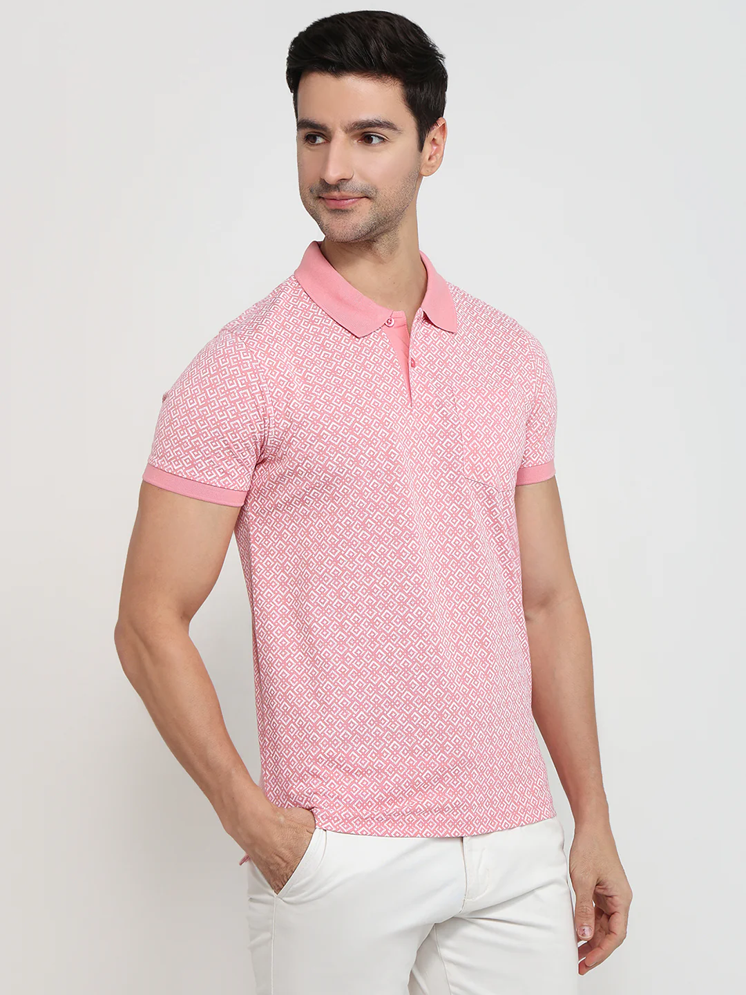 Parx Men Pink Printed Regular Fit Cotton Blend T-Shirt - Image 3