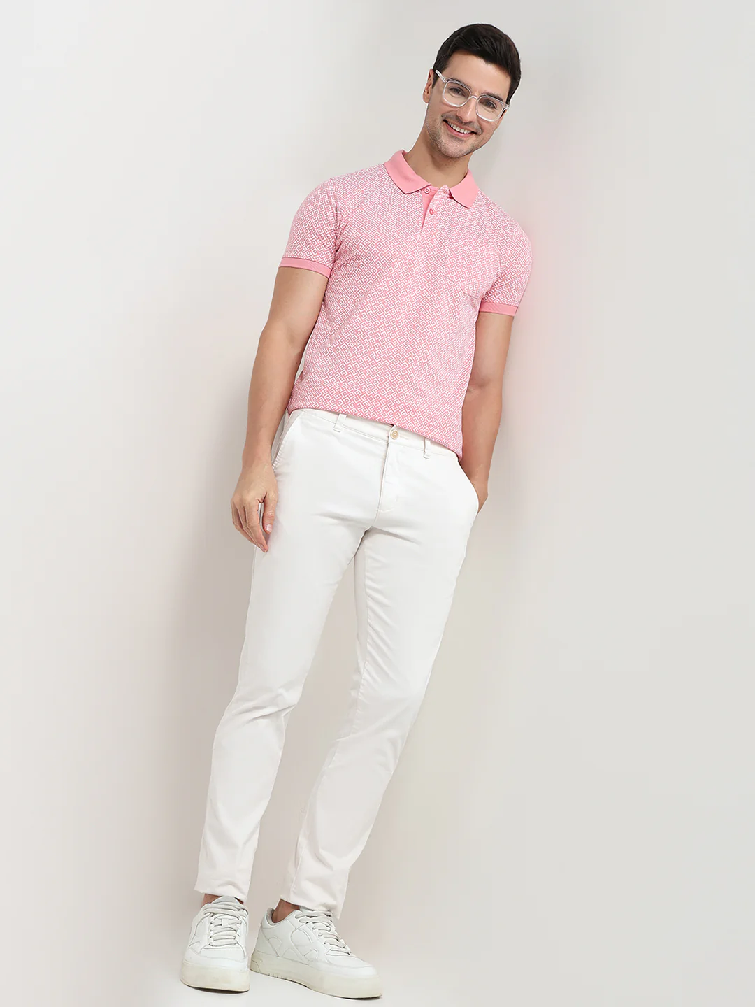 Parx Men Pink Printed Regular Fit Cotton Blend T-Shirt - Image 5