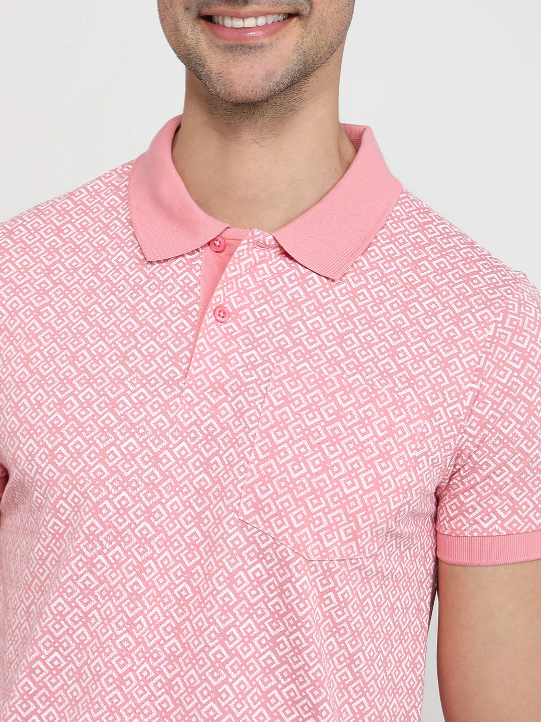 Parx Men Pink Printed Regular Fit Cotton Blend T-Shirt - Image 6