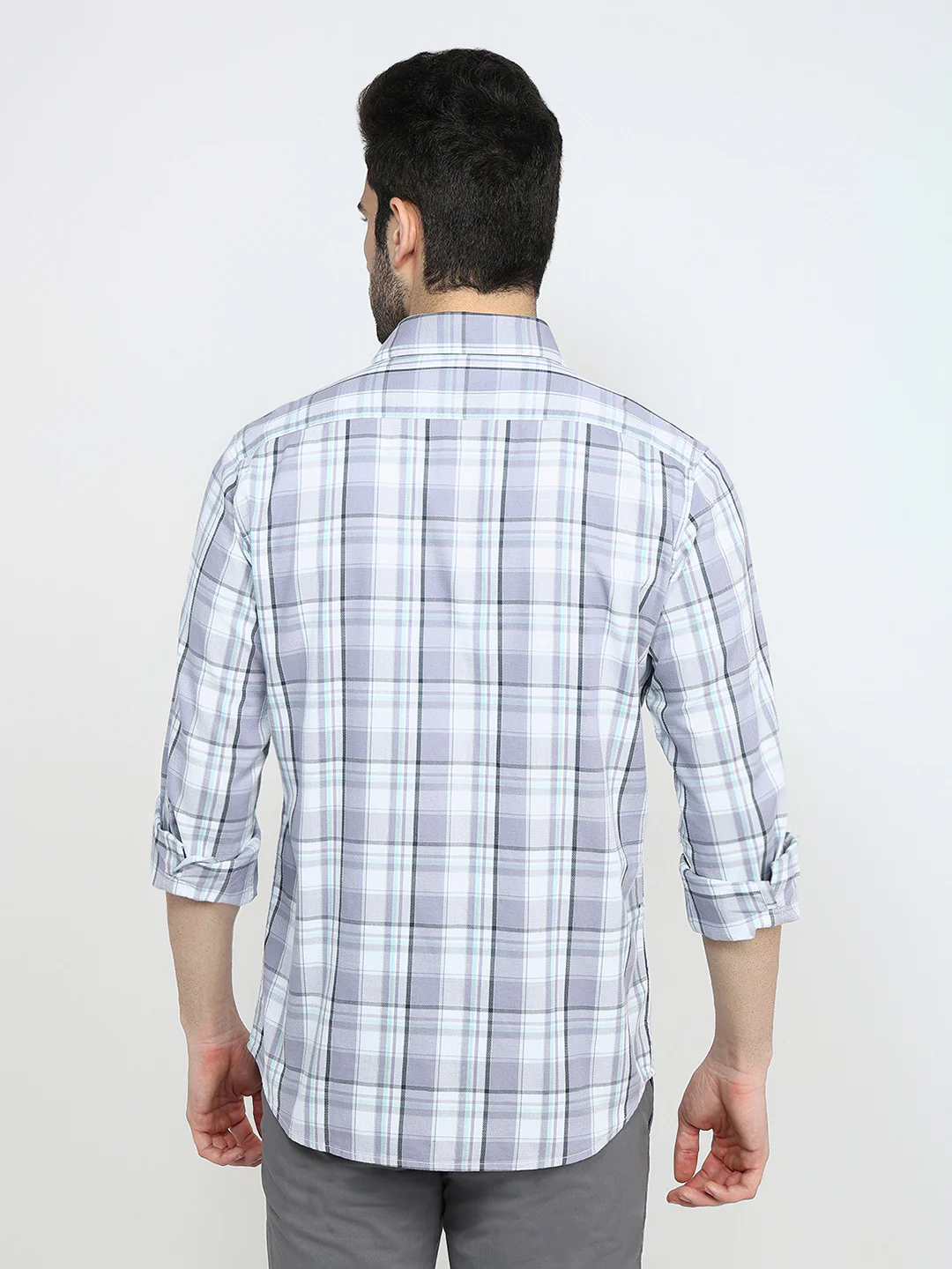 Parx Men Purple Checks Slim Fit Cotton Full Sleeve Casual Shirt - Image 4