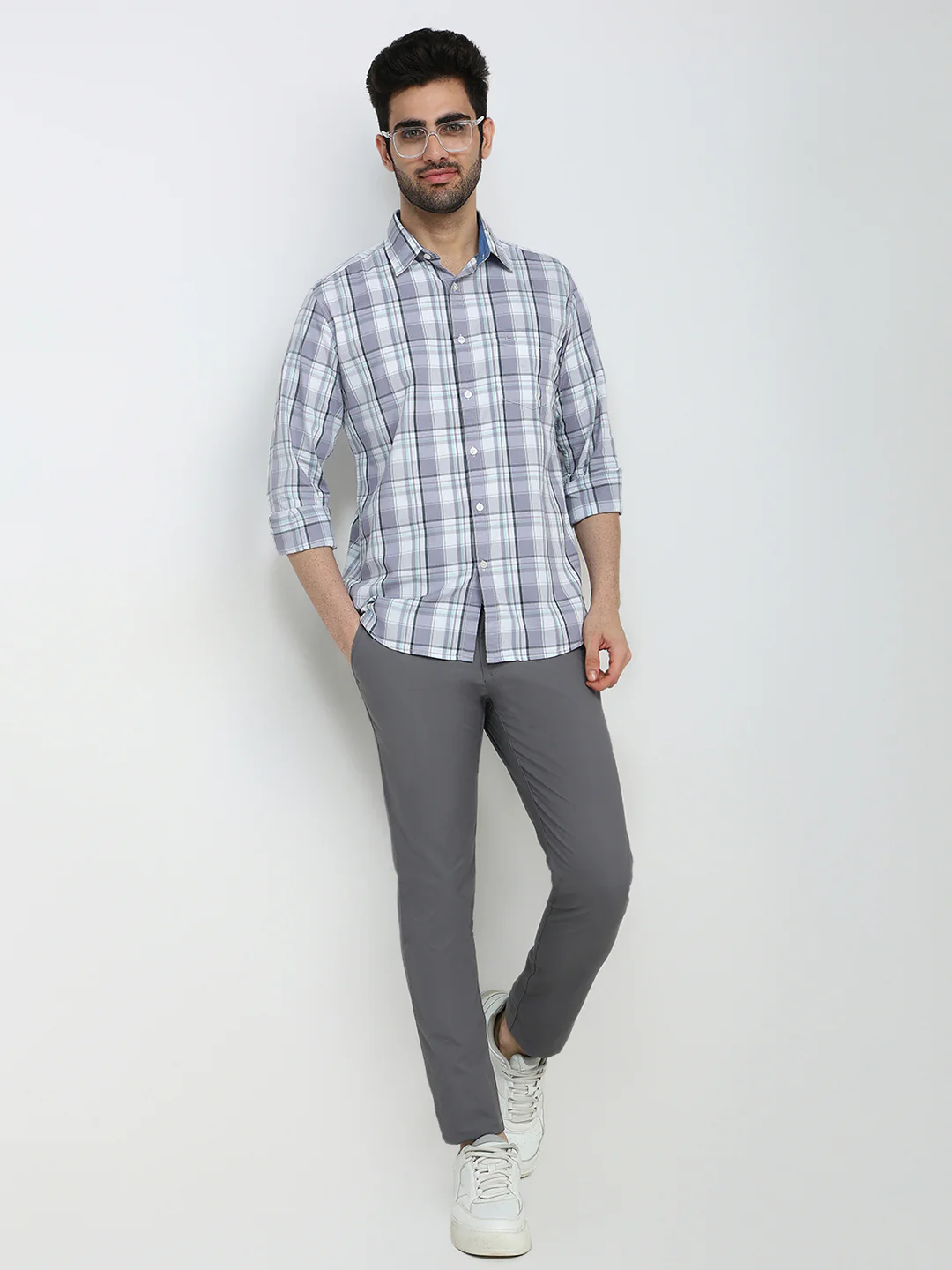 Parx Men Purple Checks Slim Fit Cotton Full Sleeve Casual Shirt - Image 5