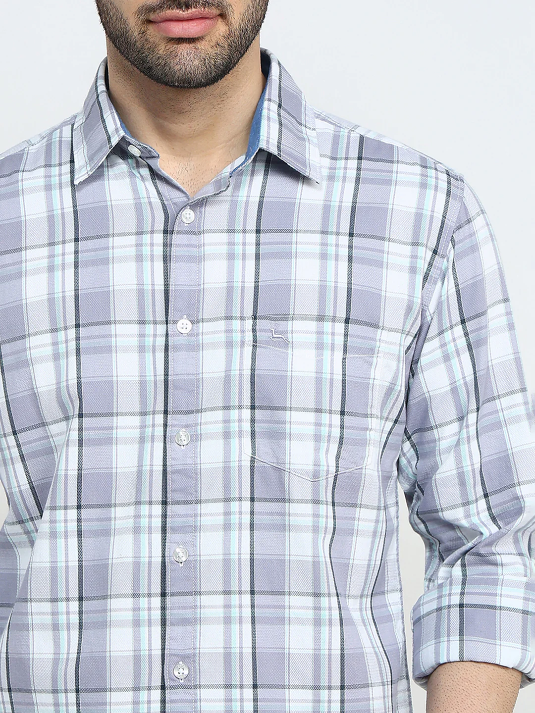 Parx Men Purple Checks Slim Fit Cotton Full Sleeve Casual Shirt - Image 6