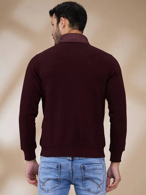 Parx Men Purple Cut & Sew Regular Fit Cotton Blend Sweatshirt - Image 4