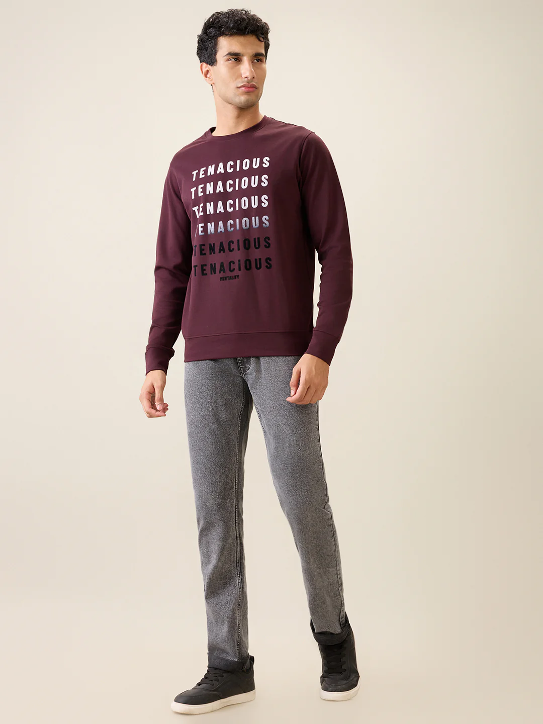 Parx Men Purple Graphic Regular Fit Cotton Blend Full Sleeve Round Neck Collar Sweatshirt - Image 5