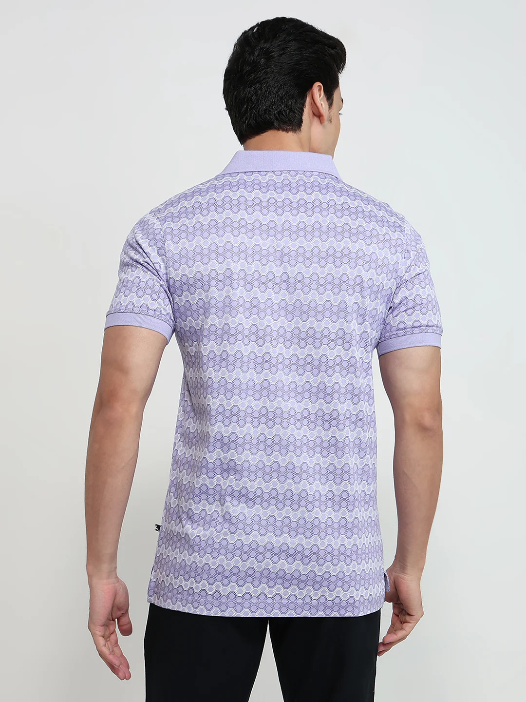 Parx Men Purple Regular Fit Print Polo Neck Collar T-shirt - Image 4