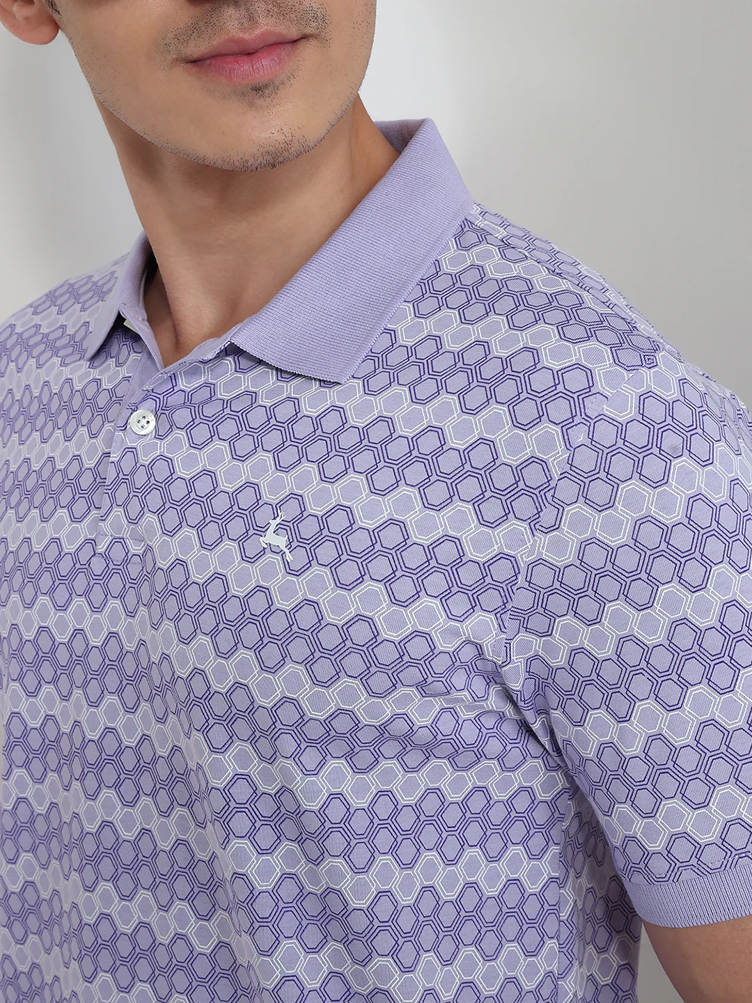 Parx Men Purple Regular Fit Print Polo Neck Collar T-shirt - Image 6