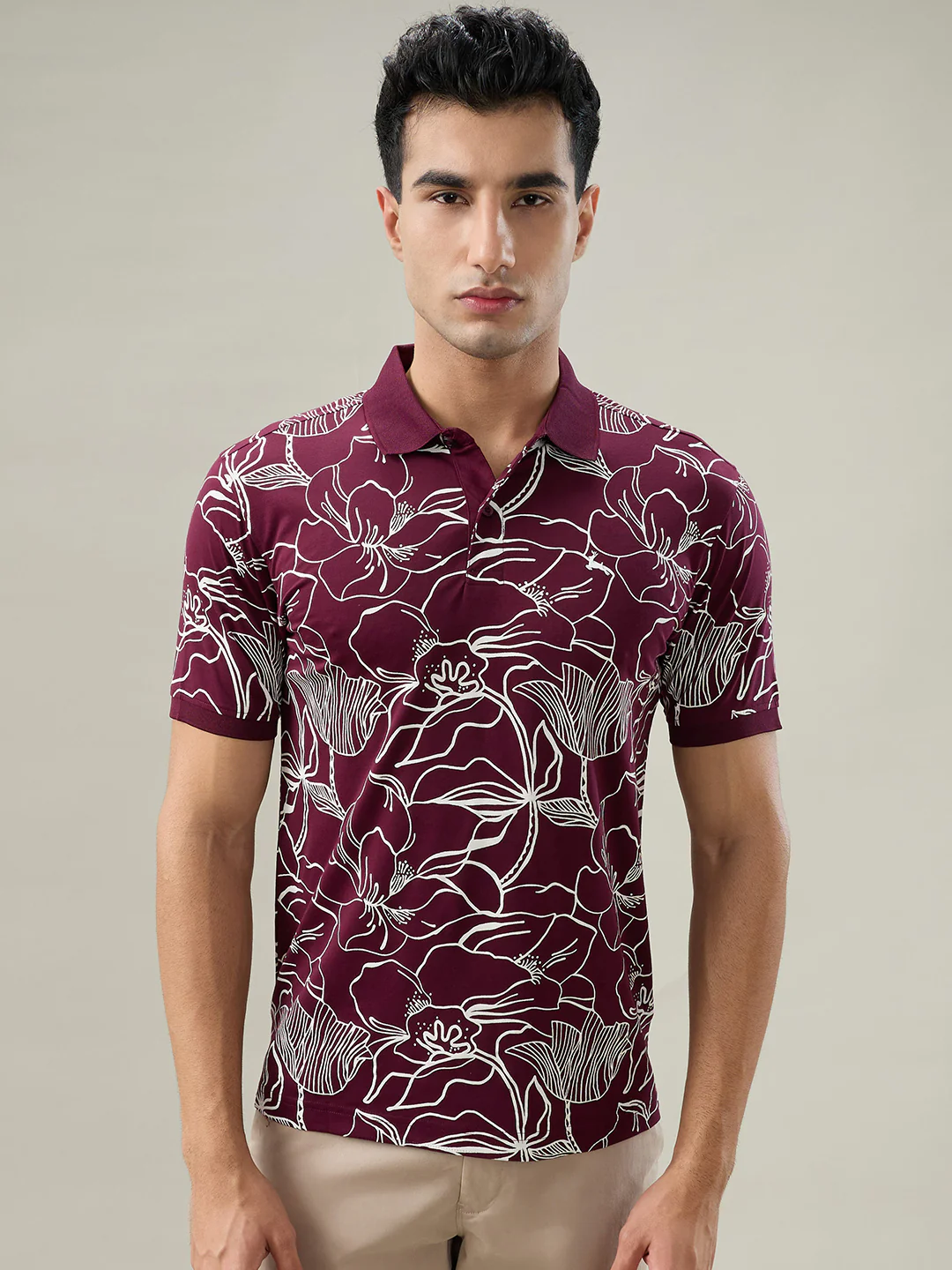 Parx Men Purple Printed Regular Fit Raymond Blend T-Shirt