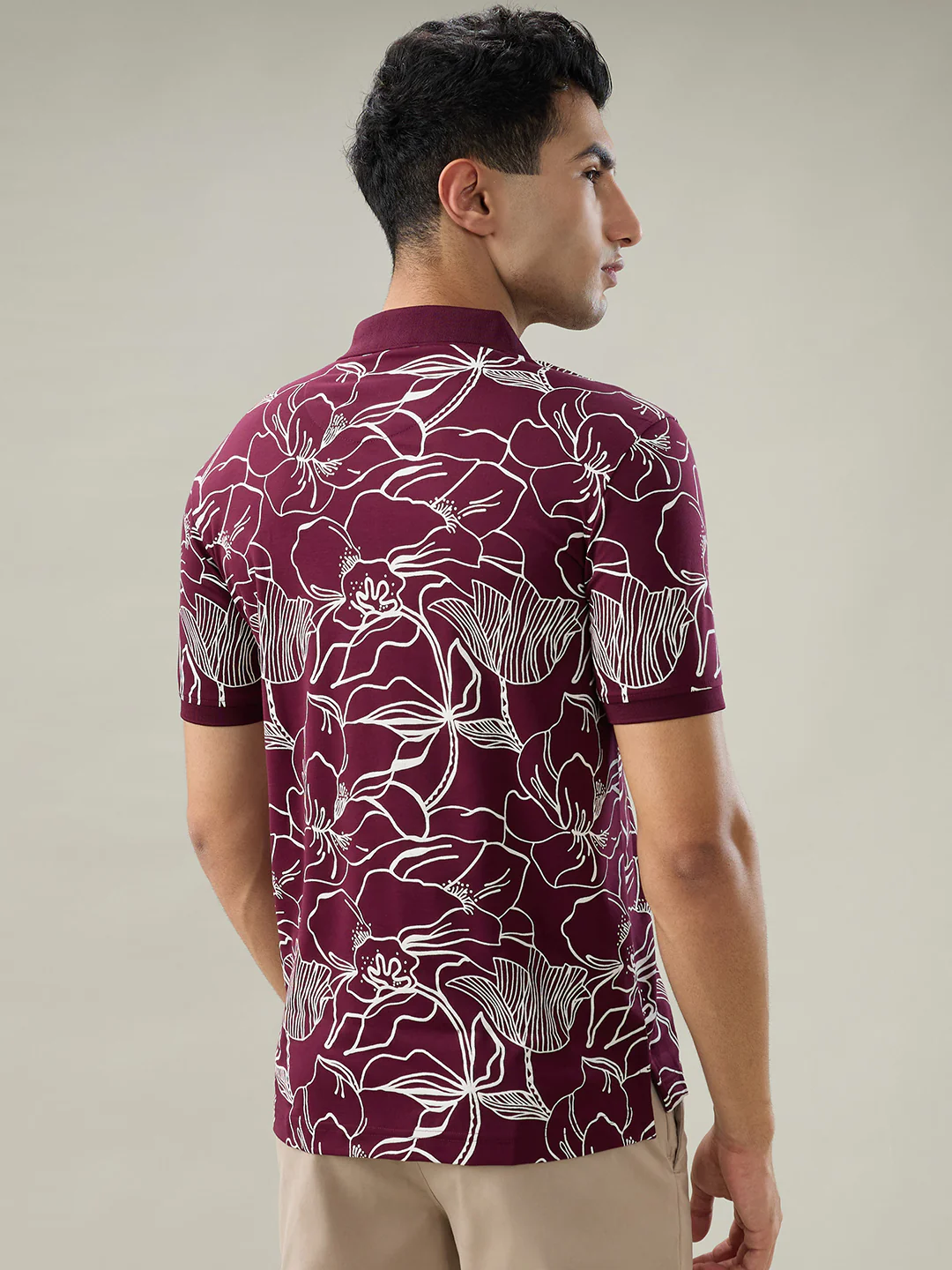 Parx Men Purple Printed Regular Fit Raymond Blend T-Shirt - Image 4