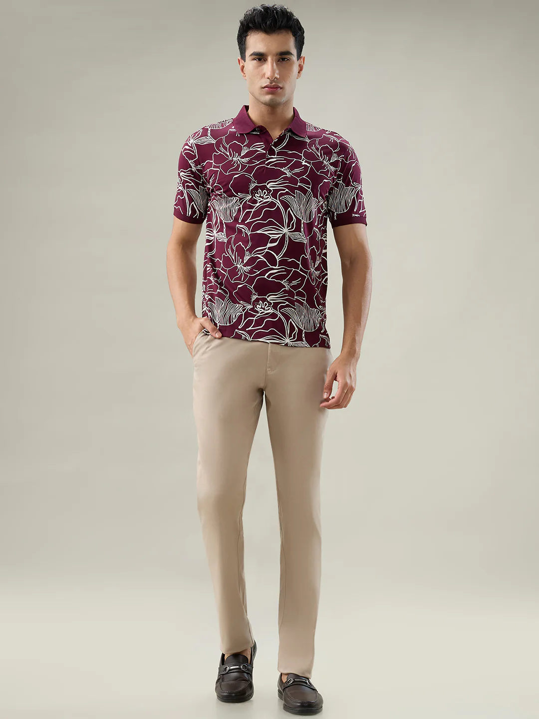 Parx Men Purple Printed Regular Fit Raymond Blend T-Shirt - Image 5