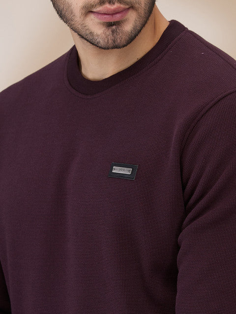 Parx Men Purple Structure Regular Fit Cotton Blend Sweatshirt - Image 5