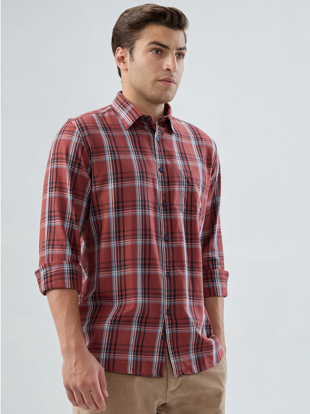 Parx Men Red Checks Slim Fit Cotton Shirt - Image 2