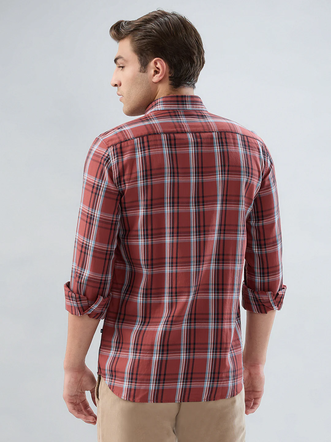 Parx Men Red Checks Slim Fit Cotton Shirt - Image 4