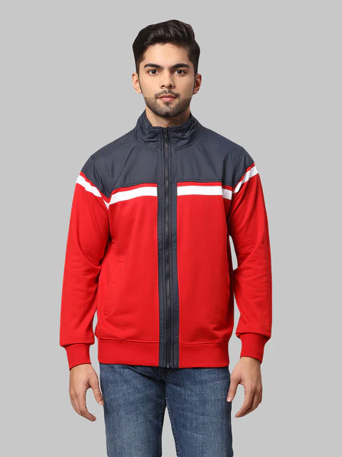 Parx Men Red Cut & Sew Regular Fit Cotton Blend Sweat shirt