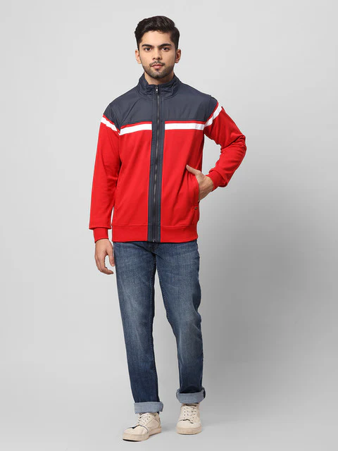 Parx Men Red Cut & Sew Regular Fit Cotton Blend Sweat shirt - Image 5