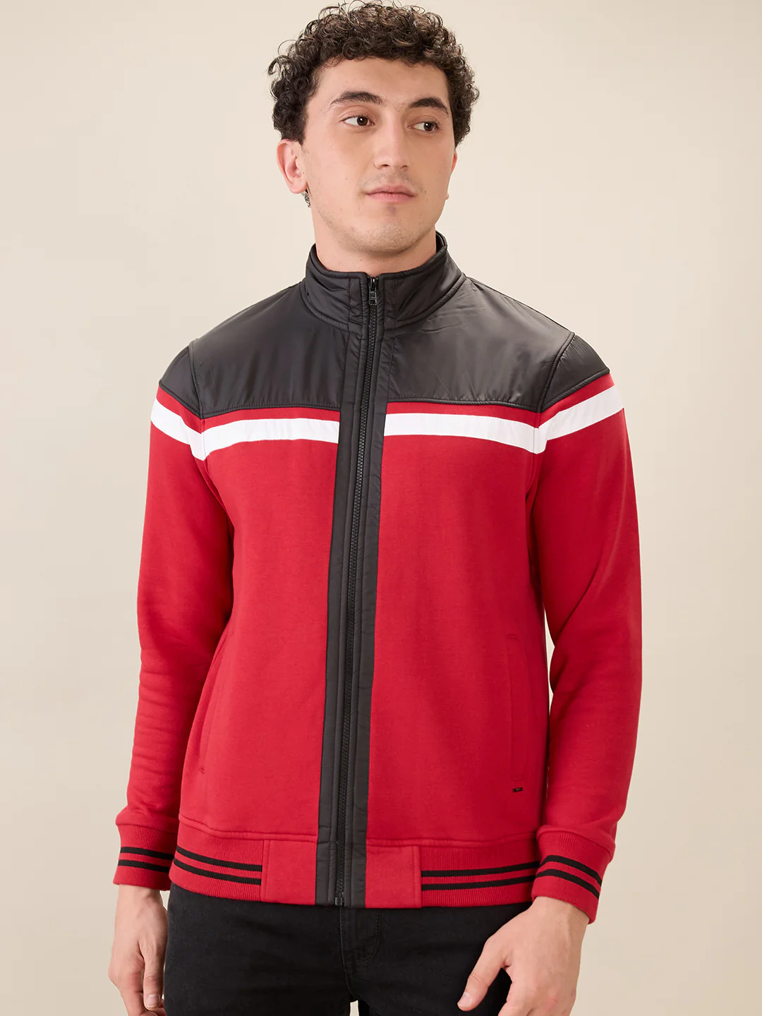 Parx Men Red Cut & Sew Regular Fit Cotton Blend Sweatshirt