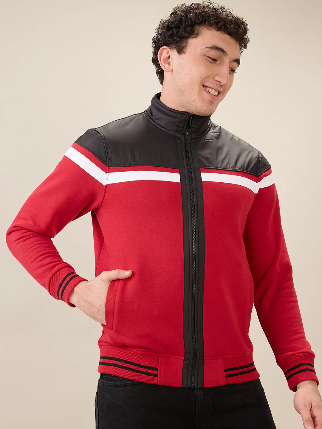 Parx Men Red Cut & Sew Regular Fit Cotton Blend Sweatshirt - Image 2