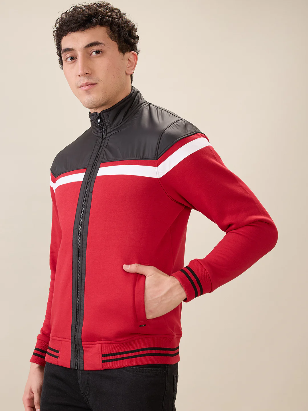 Parx Men Red Cut & Sew Regular Fit Cotton Blend Sweatshirt - Image 3