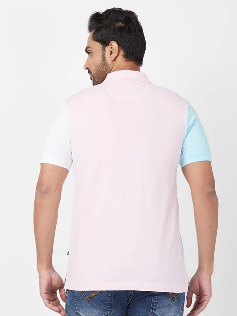 Parx Men Pink Cut & Sew Regular Fit Cotton Blend T-Shirt - Image 5