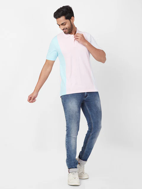 Parx Men Pink Cut & Sew Regular Fit Cotton Blend T-Shirt - Image 6