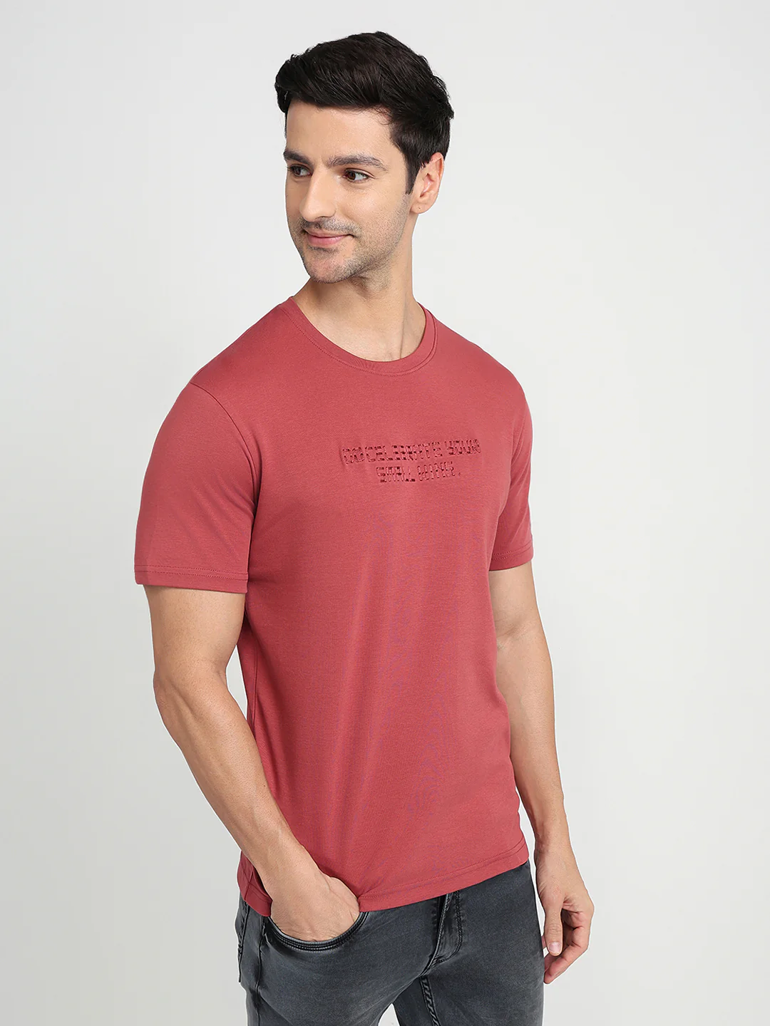 Parx Men Red Graphic Regular Fit Cotton Half Sleeve Round Neck Collar T-Shirt - Image 3