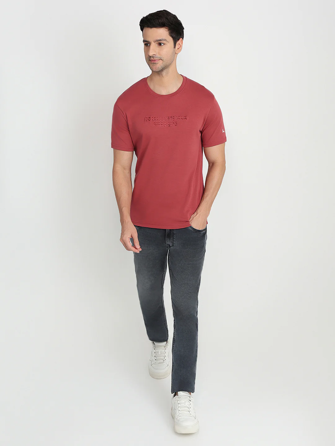 Parx Men Red Graphic Regular Fit Cotton Half Sleeve Round Neck Collar T-Shirt - Image 5
